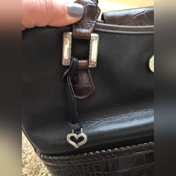 BRIGHTON Women’s VINTAGE Medium LEATHER TOTE SHOULDER Bag Silver Hardware - Picture 13 of 16